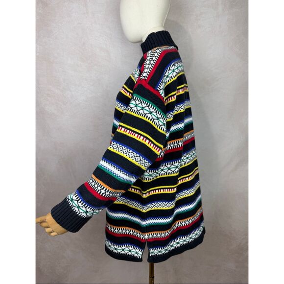 Vintage Striped Sweater 100% Cotton Size Medium 1980s - Picture 3 of 6